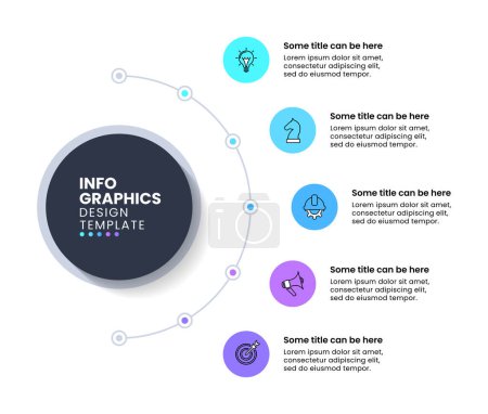 Photo for Infographic template with icons and 5 options or steps. Circle. Can be used for workflow layout, diagram, banner, webdesign. Vector illustration - Royalty Free Image