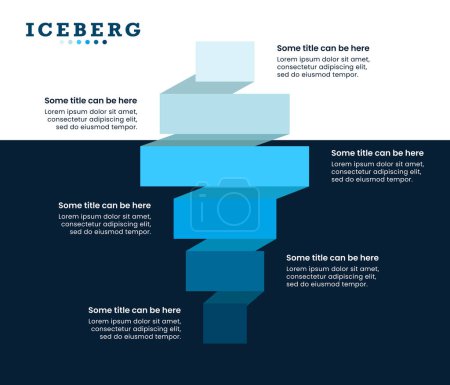 Ilustración de Plantilla infográfica con 6 opciones o pasos. Iceberg. Se puede utilizar para el diseño del flujo de trabajo, diagrama, banner, diseño web. Ilustración vectorial - Imagen libre de derechos