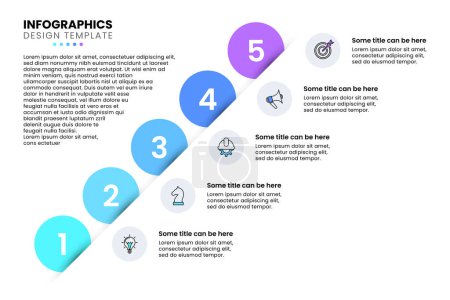 Téléchargez les illustrations : Infographic template with icons and 5 options or steps. Circles. Can be used for workflow layout, diagram, banner, webdesign. Vector illustration - en licence libre de droit