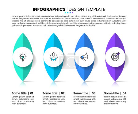 Photo for Infographic template with icons and 4 options or steps. Standing objects. Can be used for workflow layout, diagram, banner, webdesign. Vector illustration - Royalty Free Image