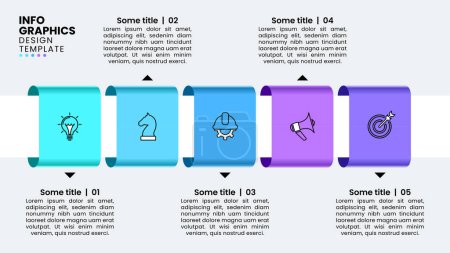Photo for Infographic template with icons and 5 options or steps. Ribbons. Can be used for workflow layout, diagram, banner, webdesign. Vector illustration - Royalty Free Image