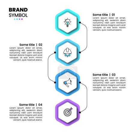 Photo for Infographic template with icons and 4 options or steps. Connected hexagons. Can be used for workflow layout, diagram, banner, webdesign. Vector illustration - Royalty Free Image