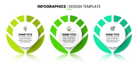 Photo for Infographic template with icons and 3 options or steps. Green circles. Can be used for workflow layout, diagram, banner, webdesign. Vector illustration - Royalty Free Image