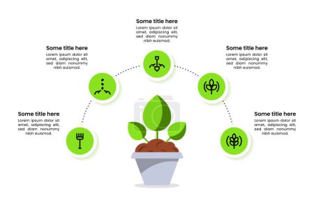 Photo for Infographic template with icons and 5 options or steps. Plant. Can be used for workflow layout, diagram, banner, webdesign. Vector illustration - Royalty Free Image