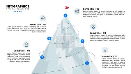 Photo for Infographic template with icons and 5 options or steps. Mountain. Can be used for workflow layout, banner, diagram, webdesign. Vector illustration - Royalty Free Image
