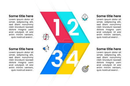 Illustration for Infographic template with icons and 4 options or steps. Abstract arrow. Can be used for workflow layout, diagram, banner, webdesign. Vector illustration - Royalty Free Image