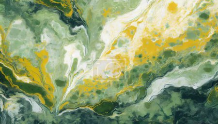 Whispers of Summer: Green and Yellow Marble Art