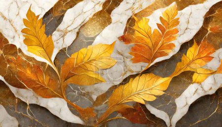 Ilustración de Colores cálidos de la cosecha: Mármol de hojas de otoño" - Imagen libre de derechos