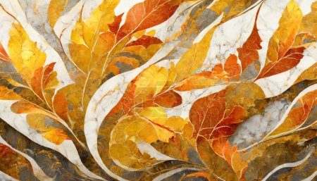 Ilustración de Acogedoras vibraciones de otoño: Hojas cálidas Diseño de mármol - Imagen libre de derechos