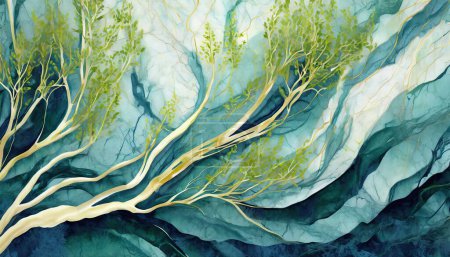 Illustration for Graceful Nature Harmony: Willow Inspired Marble - Royalty Free Image