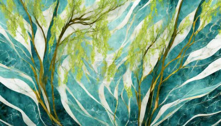 Illustration for Elegant Willow Tree Dreams: Marble Patterns - Royalty Free Image