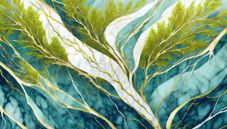 Illustration for Serenity in Marble: Flowing Willow Inspirations - Royalty Free Image