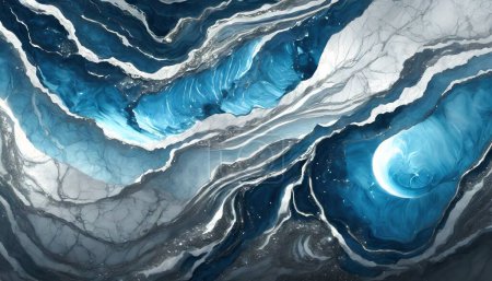 Soothing Silver Seas: Moonlit Ocean Marble Design