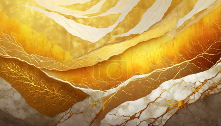 Uplifting Morning Glow: Goldenrod Marble Design