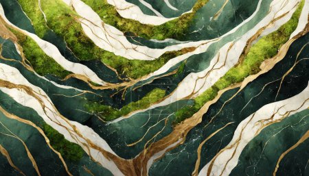 Nature's Embrace: Green Moss Canopy Marble