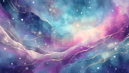 Kosmische Eleganz: Blauer und lila Nebelmarmor