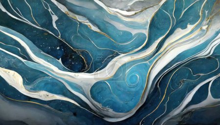 Dreamy Waters: Sapphire Moonlit Lake Marble"