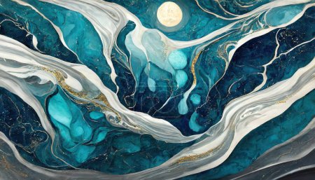 Réflexions nocturnes tranquilles : Marbre bleu profond