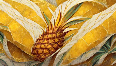 Illustration for Vibrant Exotic Elegance: Golden Pineapple Marble" - Royalty Free Image