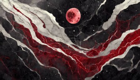 Mystischer Nachthimmel: Schwarzer und roter Marmor