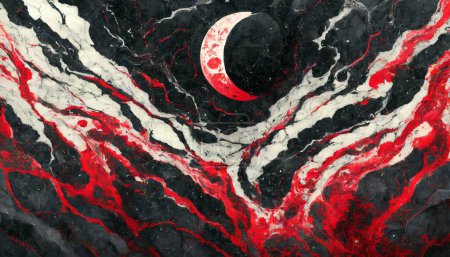 Mystischer Nachthimmel: Schwarzer und roter Marmor