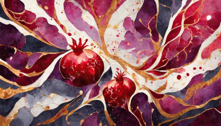 Dramatic Elegance: Pomegranate Burst Marble"