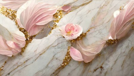 Whimsical Blush Cascades: Petal-Inspired Marble