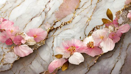 Delicate Petal Harmony: Blush Marble Texture