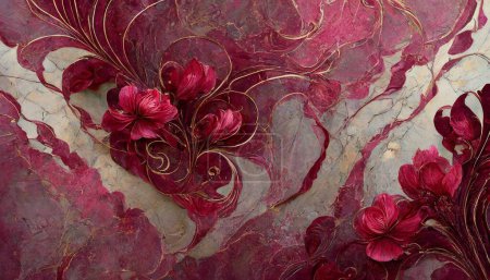 Elegancia roja profunda: textura de mármol inspirada en la flor