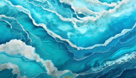 Turquoise Lagoon Waves: Refreshing Marble Texture