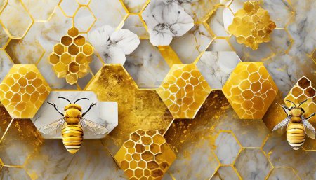 Nature-Inspired Honey Tones: Elegant Marble Design