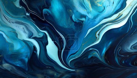 Marine Depths: Enigmatic Blue and Black Marble