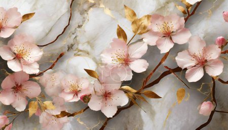 Refined Floral Harmony: Marble Texture