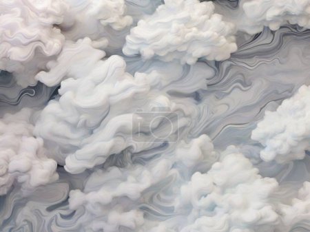 Paysage nuageux rêveur : Texture en marbre blanc avec veinage doux