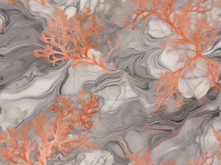 Coral armonioso y mármol gris: calidez y neutralidad