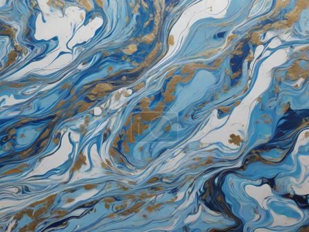 Cerulean Symphony: Dynamic Marble with Flowing Patterns