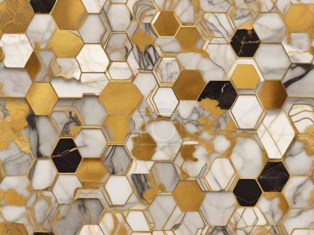 Téléchargez les illustrations : Élégant marbre géométrique avec nid d'abeille - en licence libre de droit