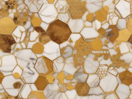 Ilustración de Lujoso patrón de nido de abeja de mármol dorado - Imagen libre de derechos