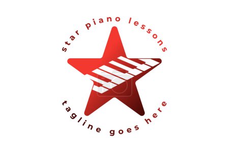 Illustration for Modern Simple Minimalist Star Piano Instrument Music Logo - Royalty Free Image