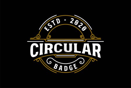 Illustration for Circle Circular Round Vintage Border Frame Royal Crown Crest Badge Emblem Stamp Label Logo Design Vector - Royalty Free Image