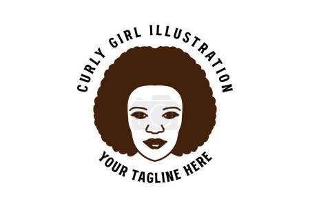 Téléchargez les illustrations : Beauté Bouclé Femme Fille Dame Cheveux Femme Visage Tête Icône Illustration vecteur - en licence libre de droit
