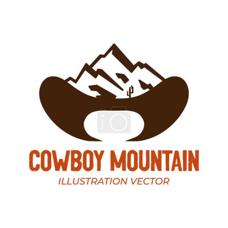 Illustration for Retro Texas Mountain Cowboy Hat for Outdoor Adventure Illustration Vector - Royalty Free Image