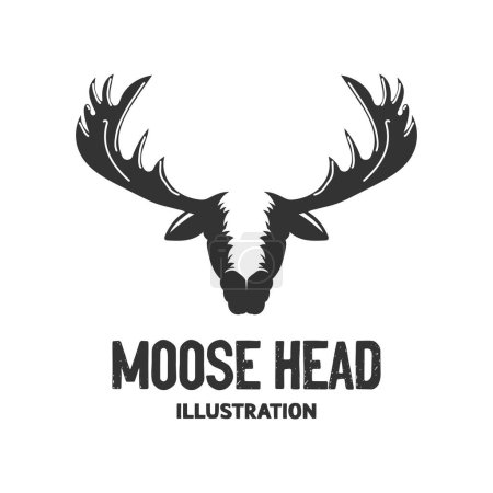 Illustration for Vintage Moose Elk Head Illustration Template Vector Icon - Royalty Free Image