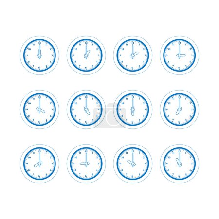 Illustration for Set of Isolated Wall Clock Icon Illustration Vector - Royalty Free Image