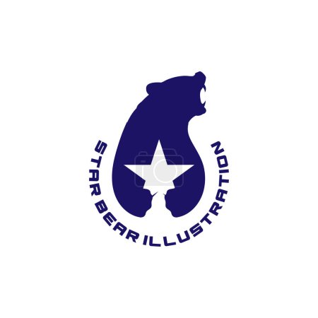 Téléchargez les illustrations : Angry Ice Polar Grizzly Bear tiennent Star Logo Icône Illustration Design vecteur - en licence libre de droit