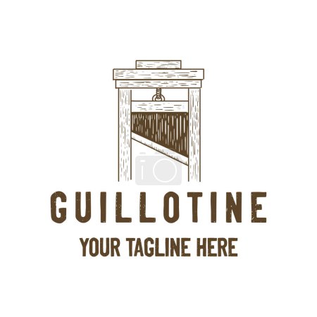 Vintage Retro French Wooden Guillotine Illustration Vector