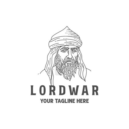 Ilustración de Oriente Medio o Arabia Fuerte Caballero valiente Señor Guerra Rey Héroe con turbante ilustración Vector - Imagen libre de derechos