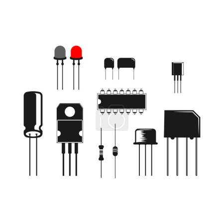 Illustration for Collection of Electric Electronic Component Parts Icon Illustration Vector - Royalty Free Image