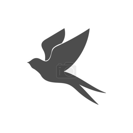 Illustration for Vintage Flying Swallow Bird Silhouette Icon Illustration Vector - Royalty Free Image