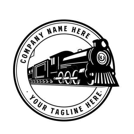 Vector de diseño de etiqueta de emblema de insignia de máquina de tren de vapor locomotora antigua vintage